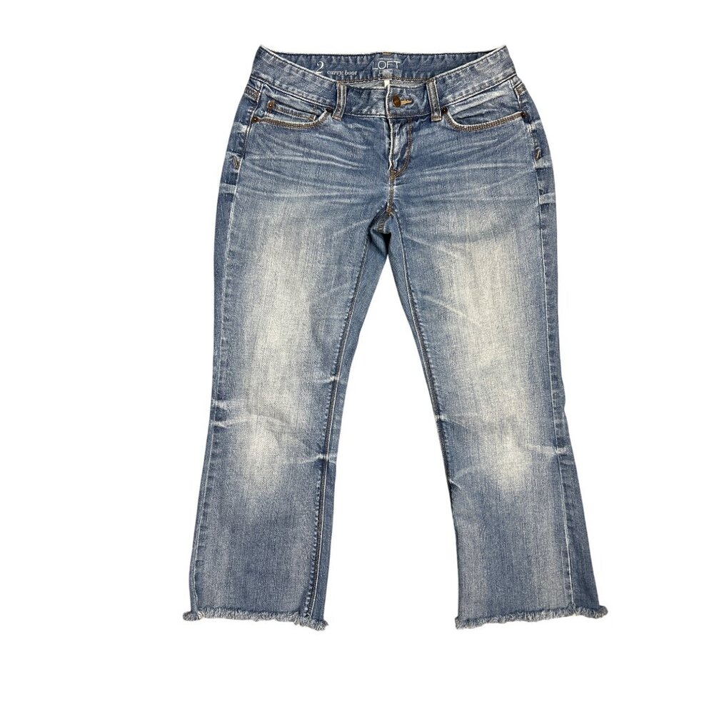 LOFT Raw Hem Curvy‎ Boot Crop Jeans in Medium Wash Size 26/2